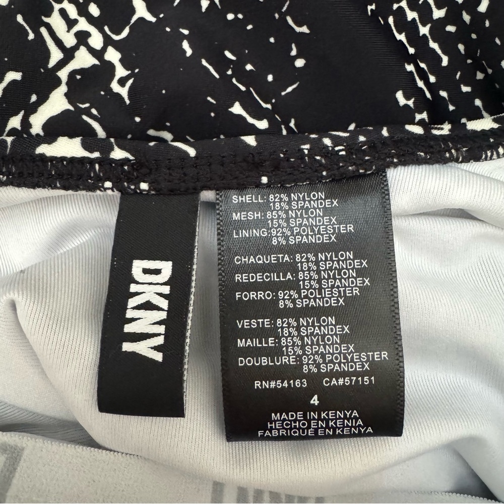 DKNY Snakeskin Print One Piece Swimsuit Ruched Mesh Black White Size 4 - Picture 7 of 7
